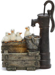 Farmhouse Crate and Baby Ducks Resin Outdoor Patio & Garden Fountain with Lights