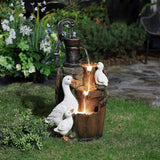 Farmhouse Crate and Baby Ducks Resin Outdoor Patio & Garden Fountain with Lights