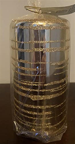 Candle Pillar Gold and Glitter Christmas Hoilday Decor 6 inch