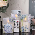 Glass Flameless Candle Remote Battery Operated Realistic 3D Wick Real Wax LED  Candles Cr(3 x 4,5,6 Inch)