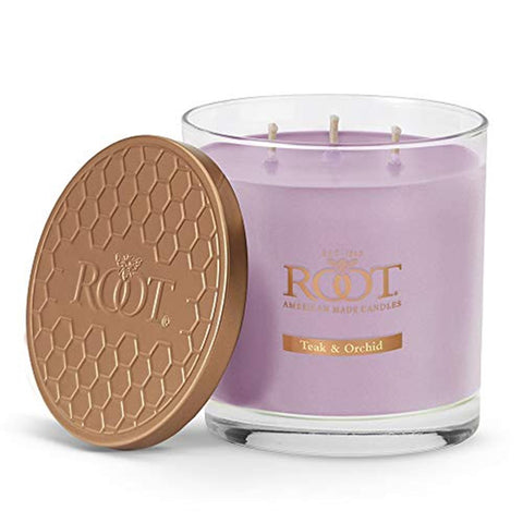 Teak & Orchid 3 Wick Candle A Harmonious Blend of Exotic orchids and Delicate Violets Intertwined with the Richness of Teak, Amber Sage, and Blonde Woods.