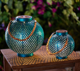 Set of 2 Decorative Solar Lantern w/ Rope Handle Indoor Outdoor