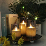 3PCS Flickering Flameless Battery Operated LED Candle w/ Timer Remote Control