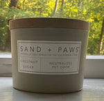 Sand + Paws 12 oz Candle Inspired At Dog Beach 2 Wick Gift With Wooden Dog Lid