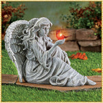 Angel with Solar Cardinal Memorial Garden Statue Figurine Outdoor Yard Ornament