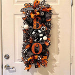 2022 Halloween Decoration Wreath Pumpkin BOO Front Door Halloween Party Hanging