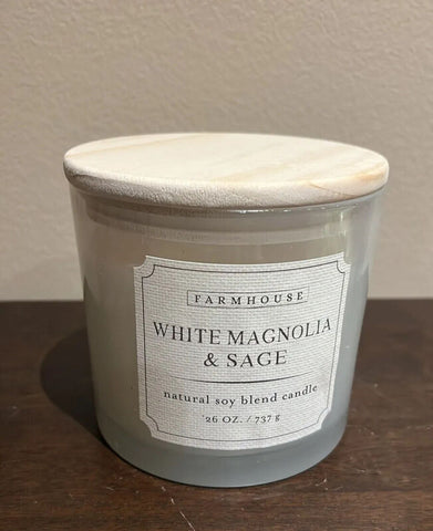 Scentsational White Magnolia & Sage Candle Glass Jar 26oz Coconut Wax Blend