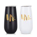 2 Pack Wine with Lid, Mr. and Mrs. Wine Gifts for Wedding Engagement, 6 Oz,