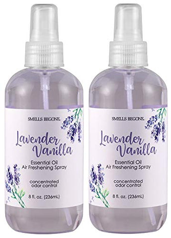 Essential Oil Air Freshener Spray - Odor Eliminator - Lavender Vanilla Scent - 2 Pack - 8 Ounce