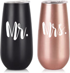 2 Pack Wine with Lid, Mr. and Mrs. Wine Gifts for Wedding Engagement, 6 Oz,