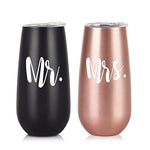 2 Pack Wine with Lid, Mr. and Mrs. Wine Gifts for Wedding Engagement, 6 Oz,