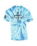 Redeemed Cross Nails Mens Christian American Flag Sleeve T-Shirt Graphic Tee