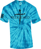 Redeemed Cross Nails Mens Christian American Flag Sleeve T-Shirt Graphic Tee