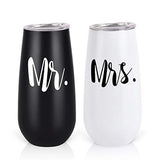 2 Pack Wine with Lid, Mr. and Mrs. Wine Gifts for Wedding Engagement, 6 Oz,