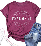 Psalms 91 Jesus Love T-Shirt Women  Christian Shirt Short Sleeve Casual Blessed Tees Tops