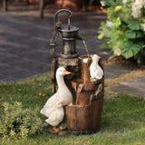 Farmhouse Crate and Baby Ducks Resin Outdoor Patio & Garden Fountain with Lights