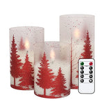 Glass Flameless Candle Remote Battery Operated Realistic 3D Wick Real Wax LED  Candles Cr(3 x 4,5,6 Inch)