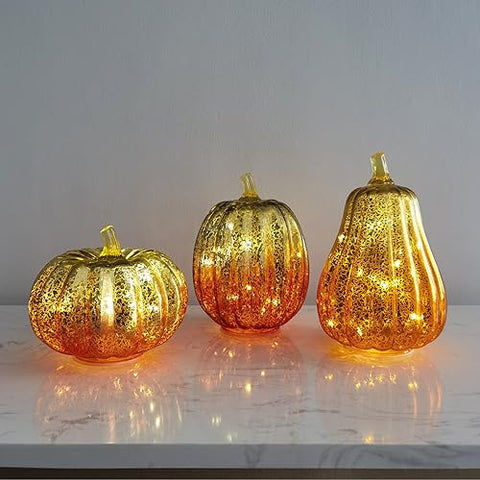 Life has light,Halloween Glass Pumpkins, Mercury Glass Light JPumpkins with Timer, Suitable for Halloween Pumpkin Decoration Fall and Thanksgiving Decorations, Party Decorations, Gradient Color