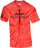 Redeemed Cross Nails Mens Christian American Flag Sleeve T-Shirt Graphic Tee