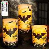 FLAVCHARM Fall Decor Flameless Candles Pumpkin Glitter Decal Desgin Real Wax Flickering LED Candles Autumn Harvest Battery Operated Candles with Remote Timer Thanksgiving Table Decorations for Home