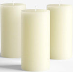 Set of 3 Pillar Candles 3" x 6" Unscented Handpoured Weddings, Home Decoration, Restaurants, Spa, Church Smokeless Cotton Wick - Ivory