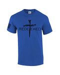 Redeemed Cross Nails Mens Christian American Flag Sleeve T-Shirt Graphic Tee